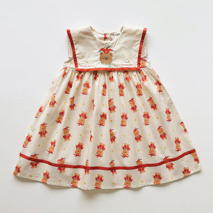 Summer Arrival Baby Girls Sleeveless Teddy Bears Pattern Dress, MyKids-USA®, Baby & Children's Dresses, MyKids-USA - Size/Age - 90 (12-24M) - Color - Apricot -  -  - TR2604052256-A.