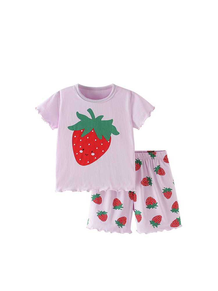 Summer Baby Kids Strawberry Cartoon Pattern T-shirt and Shorts Clothing Set for Girls, MyKids-USA®, Baby & Toddler Outfits, MyKids-USA -  -  -  -  -  -  - 