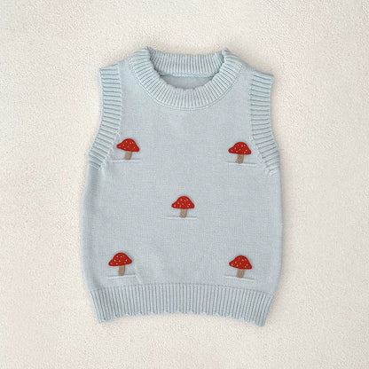 Autumn Arrival Baby Unisex Comfortable Mushrooms Pattern Knitted Sleeveless Vest, MyKids-USA®, Sweaters, MyKids-USA - Size/Age - 73 (6-9M) - Color - Blue -  -  - TR2508042333-B