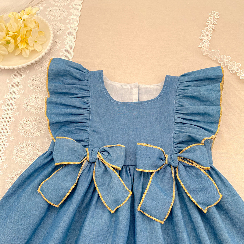 Summer Girls Simple Denim Crew Neck Onesies and Dress – Princess Sister Matching Set, MyKids-USA®, Baby & Toddler Outfits, MyKids-USA -  -  -  -  -  -  - .