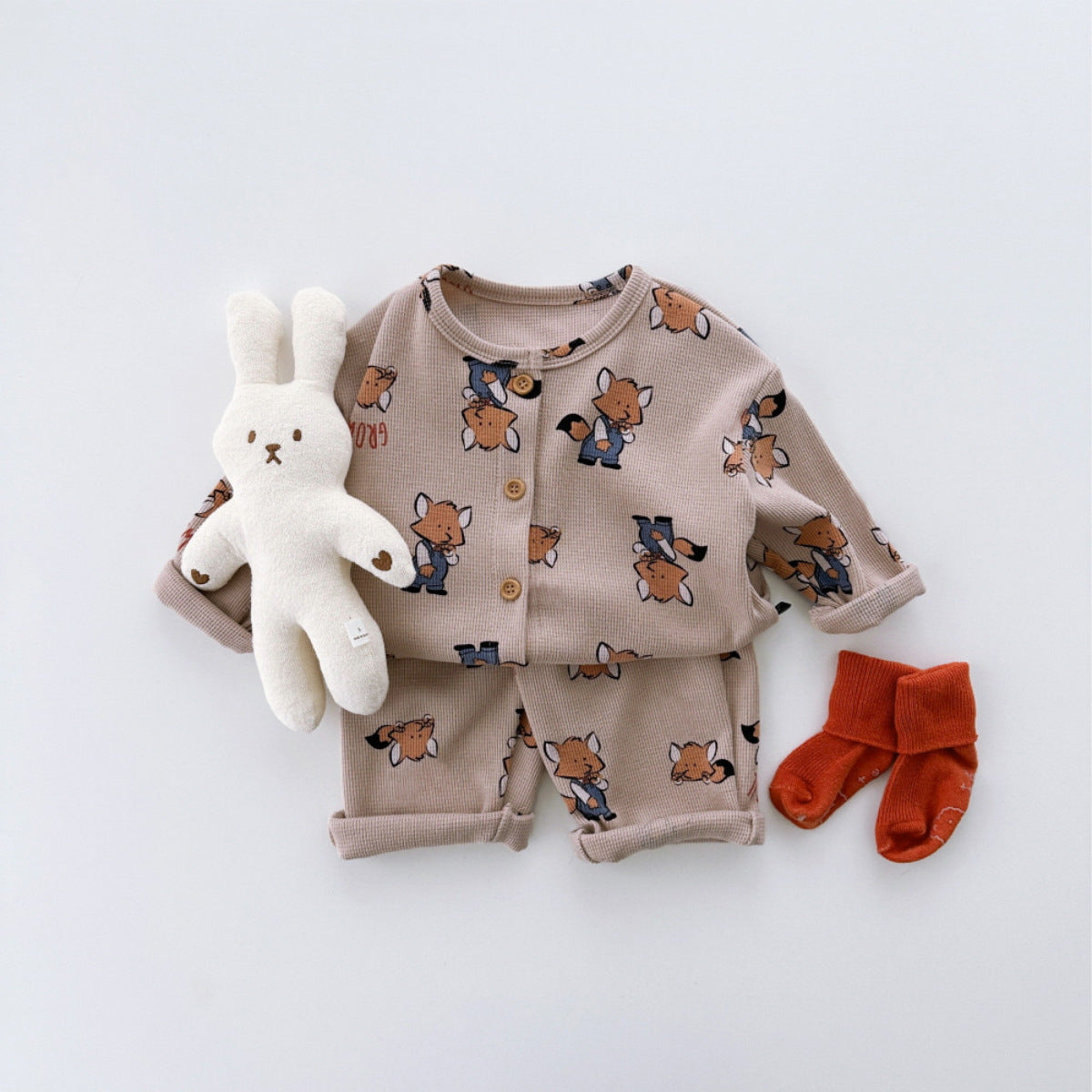 MyKids-USA® Spring and Autumn Baby Kids Unisex Long Sleeves Cartoon Shirt and Pants Pajamas Clothing Set