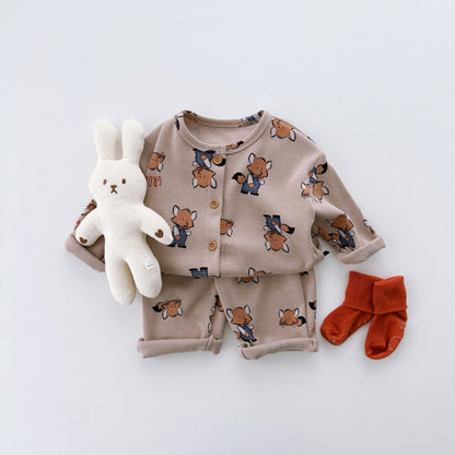 MyKids-USA® Spring and Autumn Baby Kids Unisex Long Sleeves Cartoon Shirt and Pants Pajamas Clothing Set