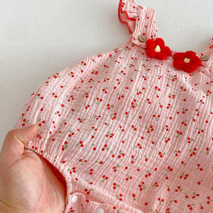 Design Summer Baby Kids Girls Sleeveless Flowers and Fruits Pattern Strap Bodysuit, MyKids-USA®, Bodysuits, MyKids-USA -  -  -  -  -  -  - .