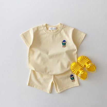 Summer Baby Kids Teddy Bear Pattern T-shirt and Shorts Clothing Set, MyKids-USA®, Baby & Toddler Outfits, MyKids-USA - Size/Age - 73 (6-9M) - Color - Yellow -  -  - TR2504252147-F