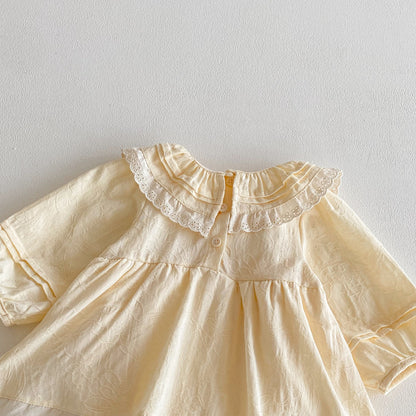 Autumn Arrival Baby Girls Long Sleeves Lace Trim Dress Design Onesies, MyKids-USA®, Baby & Toddler Dresses, MyKids-USA -  -  -  -  -  -  - 