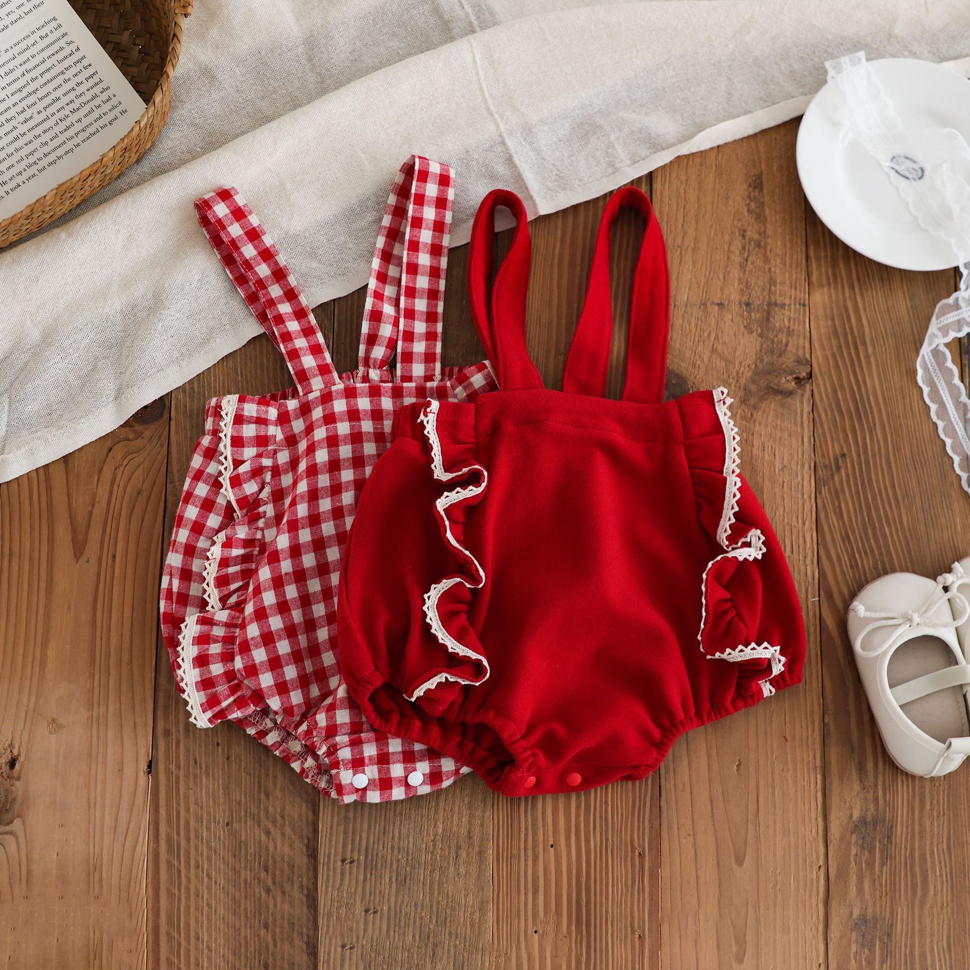 Spring and Autumn Baby Kids Girls Long Sleeves Top and Red Sleeveless Overalls Clothing Set, MyKids-USA®, Baby & Toddler Outfits, MyKids-USA -  -  -  -  -  -  - 