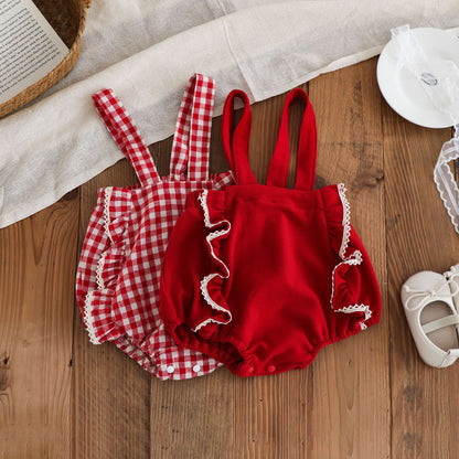 Spring and Autumn Baby Kids Girls Long Sleeves Top and Red Sleeveless Overalls Clothing Set, MyKids-USA®, Baby & Toddler Outfits, MyKids-USA -  -  -  -  -  -  - 