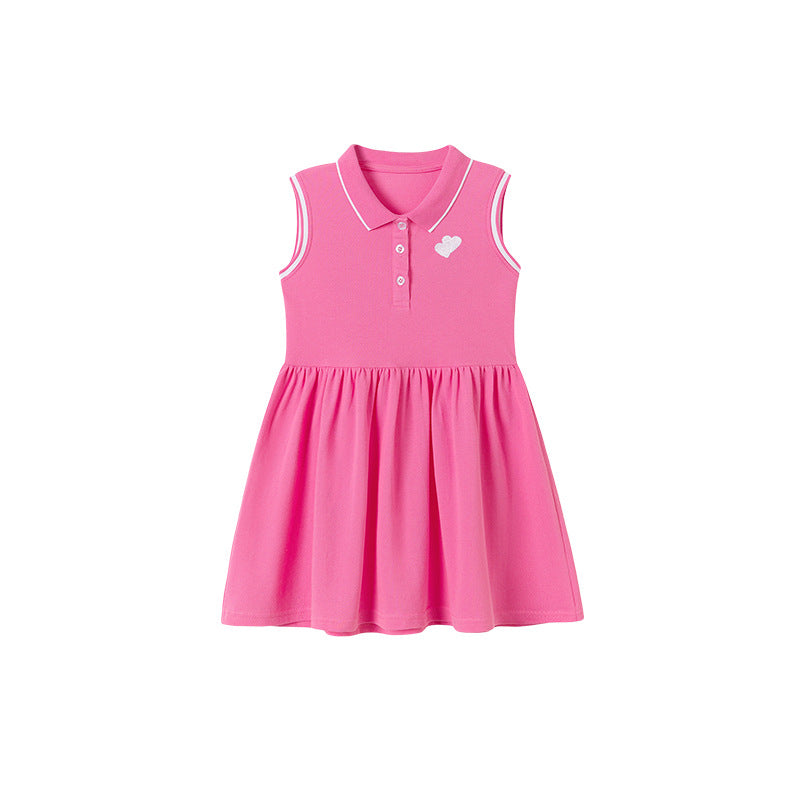 Summer Arrival Hearts Pattern Embroidered Sleeveless Dress for Stylish Girls