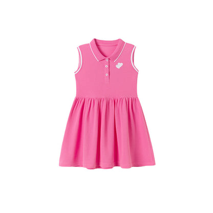 Summer Arrival Hearts Pattern Embroidered Sleeveless Dress for Stylish Girls