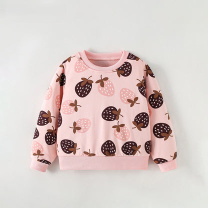 MyKids-USA® Spring and Autumn Baby Kids Girls Strawberry Pattern Long Sleeves Top