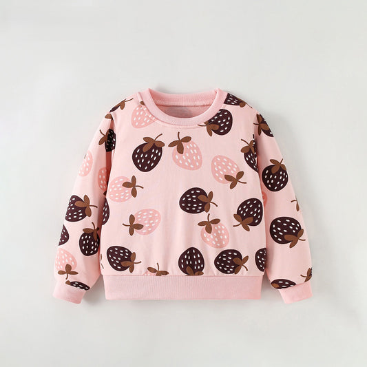 MyKids-USA® Spring and Autumn Baby Kids Girls Strawberry Pattern Long Sleeves Top