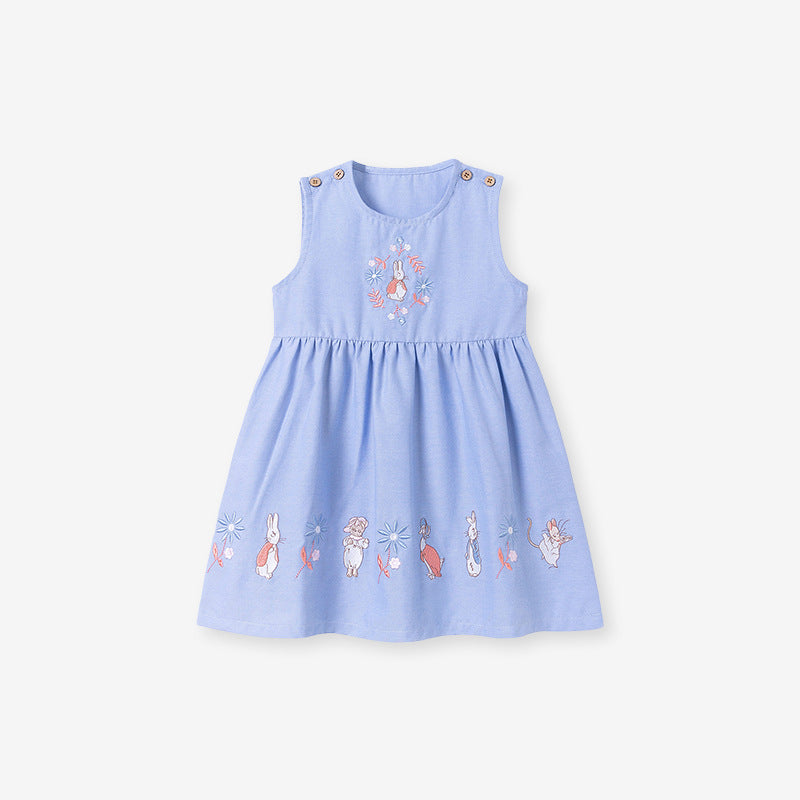 Summer Arrival Animals Cartoon Pattern Sleeveless Dress for Stylish Girls, MyKids-USA®, Baby & Toddler Dresses, MyKids-USA - Size/Age - 90 (12-24M) - Color - Light Blue -  -  - TR2504271646-A