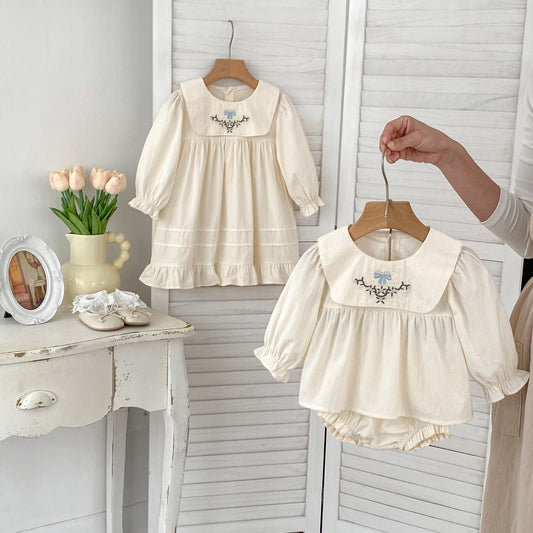 Arrival Autumn Baby Girls Long Sleeves Simple Embroidered Top and Bloomers Clothing Set / Dress, MyKids-USA®, Baby & Toddler Dresses, MyKids-USA -  -  -  -  -  -  - 