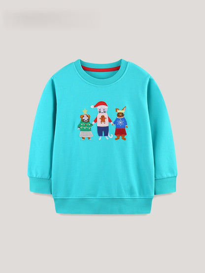 Autumn and Spring Arrival Animals Cartoon Pattern Long Sleeves Pullover for Kids