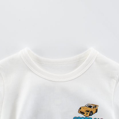 Autumn Baby Kids Boys Letters and Cartoon Print Striped Long Sleeves Crew Neck Color Patchwork Top Shirt, MyKids-USA®, Baby & Toddler Tops, MyKids-USA -  -  -  -  -  -  - 