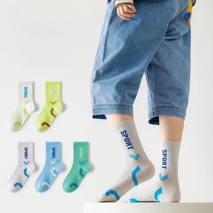 Summer and Spring Kids Breathable Letters Pattern Sporty Socks Set, MyKids-USA®, Baby & Toddler Socks & Tights, MyKids-USA - Size/Age - M (3-5Y) - Color - Blue -  -  - TR2605132315-A.