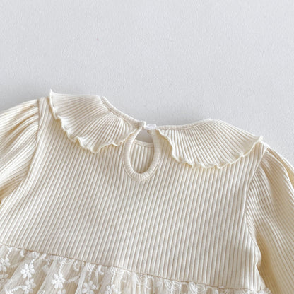 Spring Arrival Baby Girls Cute Floral Embroidered Tulle Long Sleeves Onesies, MyKids-USA®, Baby One-Pieces, MyKids-USA -  -  -  -  -  -  - 