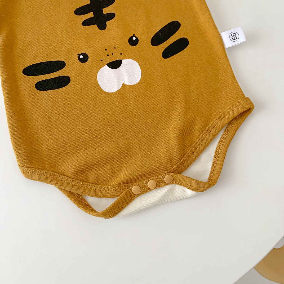 Summer Arrival Baby Short Sleeves Tiger Pattern Color Patchwork Bodysuit
