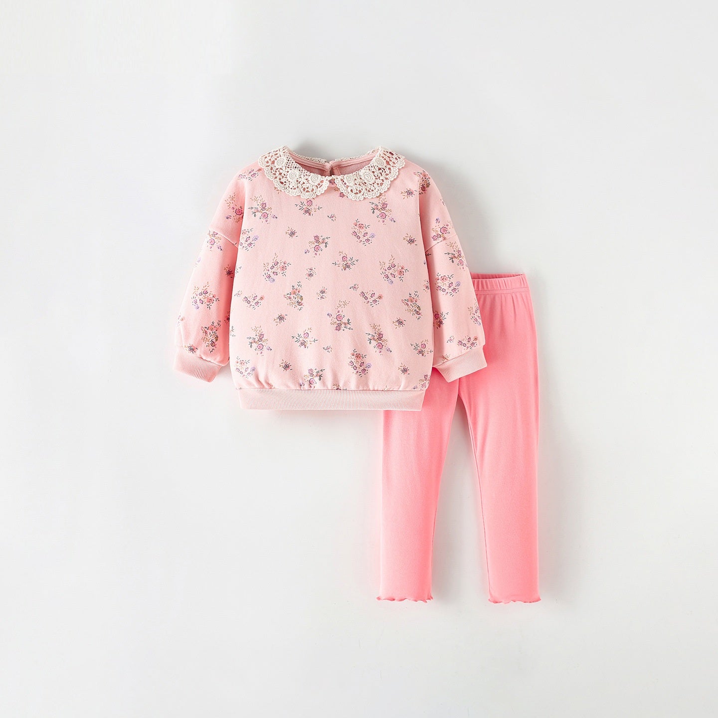 MyKids-USA® Winter and Autumn Baby Kids Girls Flowers Pattern Long Sleeves Sweatshirt and Plain Pants Clothing Set