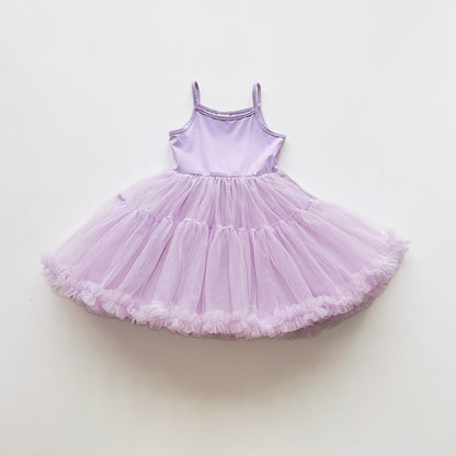 Summer Arrival Baby Girls Sleeveless Plain Tulle Patchwork Dress, MyKids-USA®, Baby & Children's Dresses, MyKids-USA - Size/Age - 90 (12-24M) - Color - Purple -  -  - TR2605072345-E.