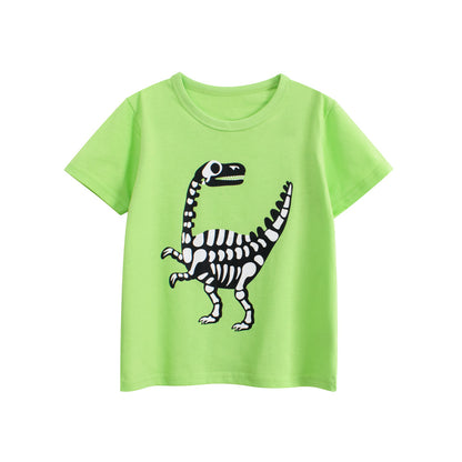 Summer Boys’ Animals Dinosaurs Cartoon Pattern T-shirt in European and American Style, MyKids-USA®, Baby & Toddler Tops, MyKids-USA - Size/Age - 90 (12-24M) - Color - Green -  -  - TR2505181801-B
