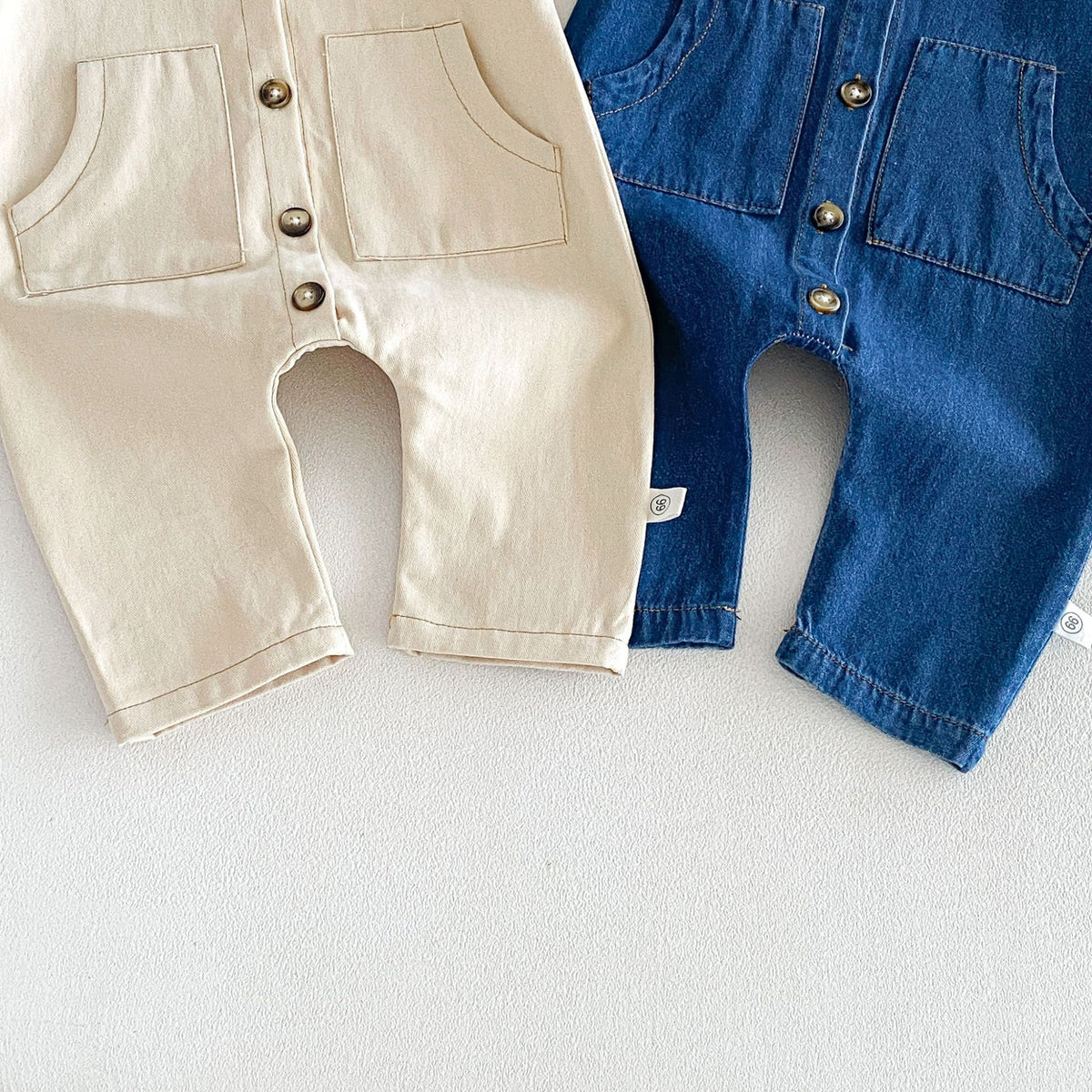 MyKids-USA® Autumn Arrival Baby Unsiex Long Sleeves Casual Turn-down Collar Denim Rompers