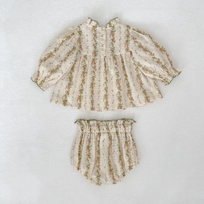 Spring Baby Kids Floral Pattern Long Sleeves Top Dress and Bloomers Clothing Set for Girls, MyKids-USA®, Baby & Toddler Outfits, MyKids-USA -  -  -  -  -  -  - .