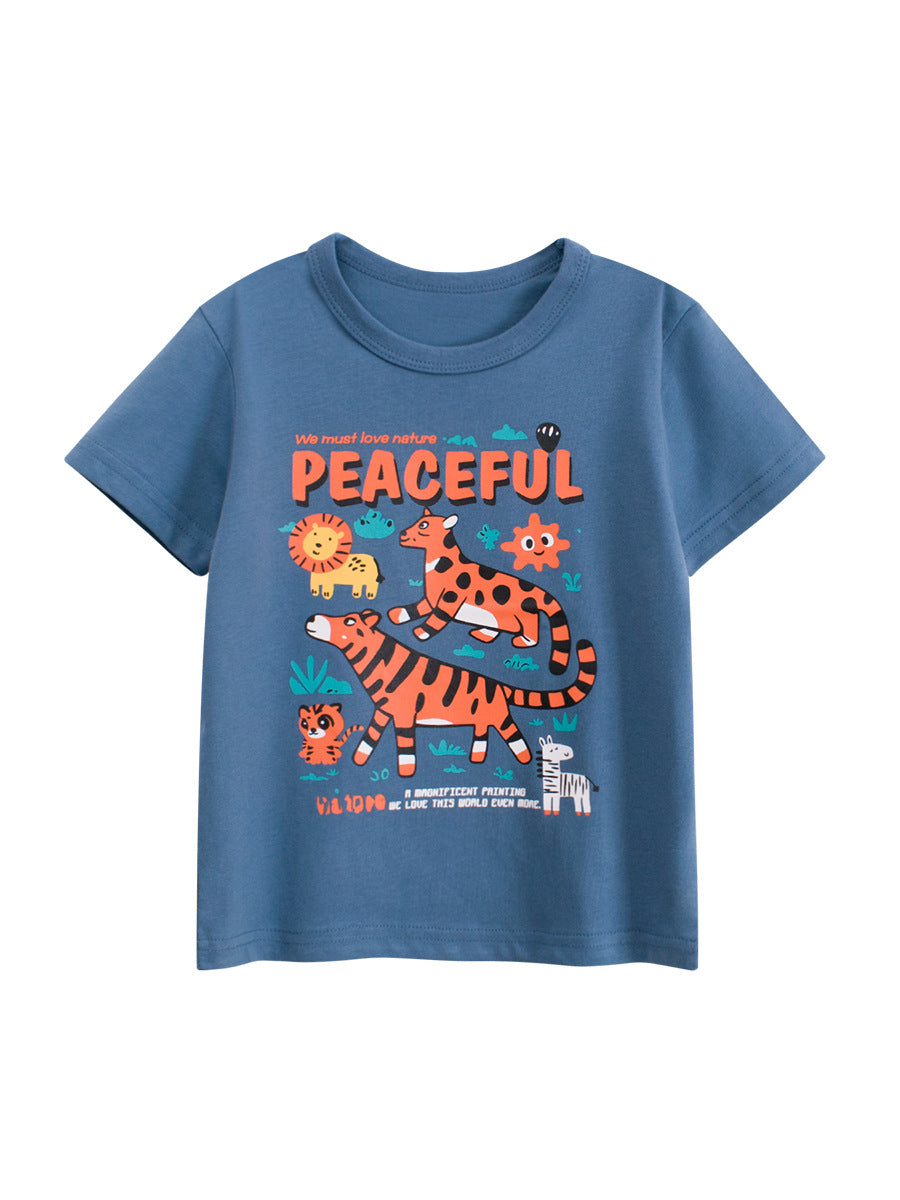Summer Boys’ Animals Tiger Cartoon Pattern T-shirt in European and American Style, MyKids-USA®, Baby & Toddler Tops, MyKids-USA -  -  -  -  -  -  - 