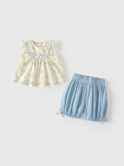 Arrival Summer Baby Kids Girls Fly Sleeves Floral Pattern Top and Blue Shorts Clothing Set, MyKids-USA®, Baby & Children's Outfits, MyKids-USA -  -  -  -  -  -  - .