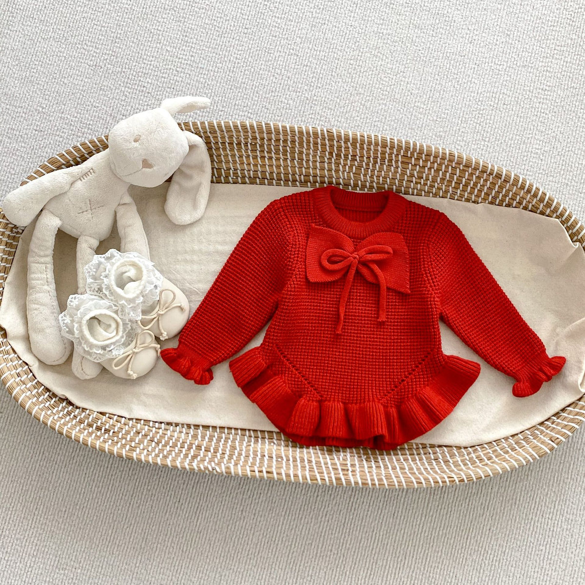 Autumn Arrival Baby Kids Girls Comfortable Solid Color Knitted Long Sleeves Top, MyKids-USA®, Baby One-Pieces, MyKids-USA - Size/Age - 66 (3-6M) - Color - Red -  -  - TR2410131658-C.