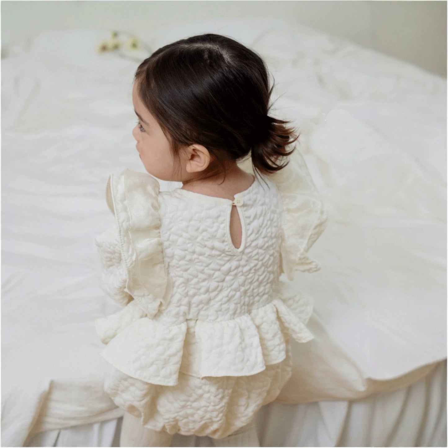MyKids-USA® Autumn Flutter Sleeve Ruffle Bubble Baby Kids Girls Princess Bodysuit
