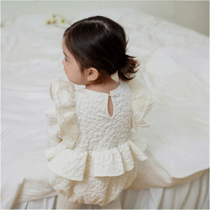 MyKids-USA® Autumn Flutter Sleeve Ruffle Bubble Baby Kids Girls Princess Bodysuit