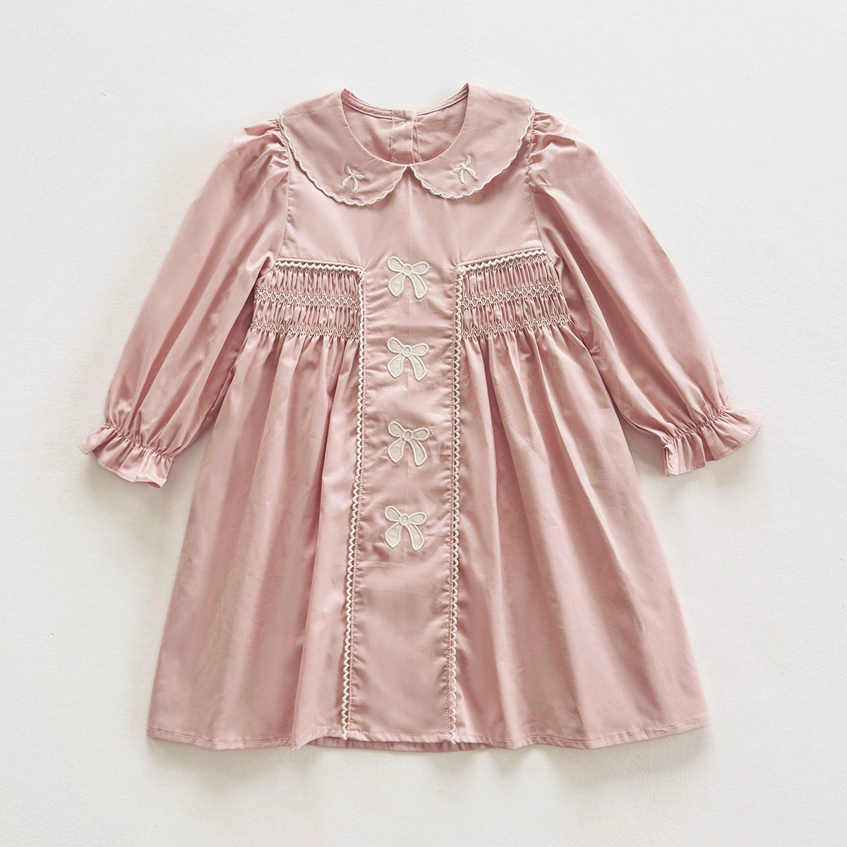 Arrival Autumn Girls Butterfly-bows Embroidery Pattern Long Sleeves Dress, MyKids-USA®, Baby & Toddler Dresses, MyKids-USA - Size/Age - 90 (12-24M) - Color - Pink -  -  - TR2508042355-B
