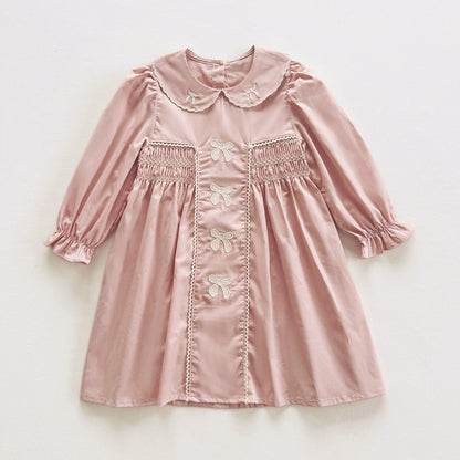 Arrival Autumn Girls Butterfly-bows Embroidery Pattern Long Sleeves Dress, MyKids-USA®, Baby & Toddler Dresses, MyKids-USA - Size/Age - 90 (12-24M) - Color - Pink -  -  - TR2508042355-B