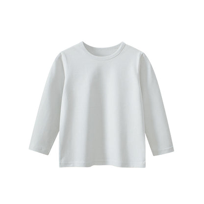 Baby Kids Boys And Girls Solid Color Round Neck Basic Long Sleeves Pullover