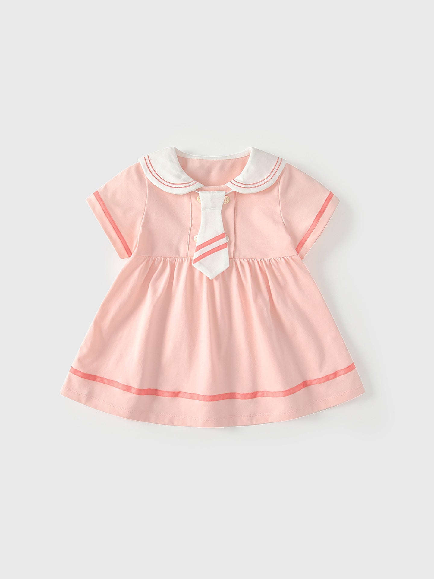 Summer Arrival Short Sleeves Preppy Dress for Stylish Girls, MyKids-USA®, Baby & Children's Dresses, MyKids-USA - Size/Age - 80 (9-12M) - Color - Pink -  -  - TR2605142336-A.