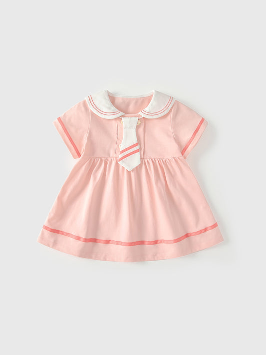 Summer Arrival Short Sleeves Preppy Dress for Stylish Girls, MyKids-USA®, Baby & Children's Dresses, MyKids-USA - Size/Age - 80 (9-12M) - Color - Pink -  -  - TR2605142336-A.
