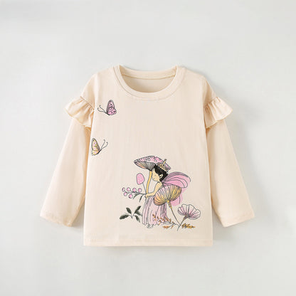 MyKids-USA® Baby Kids Girls Cartoon Pattern Long Sleeves Top