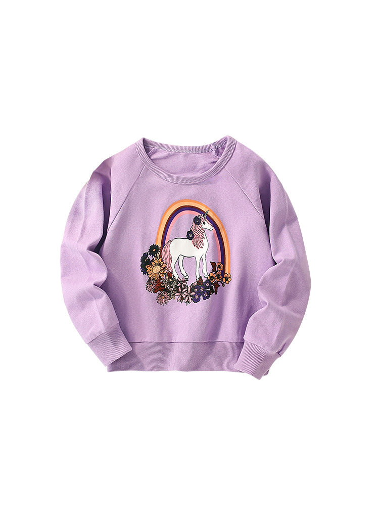 Baby Girl In Autumn And Winter Cartoon Print Pattern Comfy Cotton Pullover, MyKids-USA®, Baby & Toddler Outerwear, MyKids-USA - Size/Age - 90 (12-24M) - Color - Purple -  -  - QQ2310201004-D