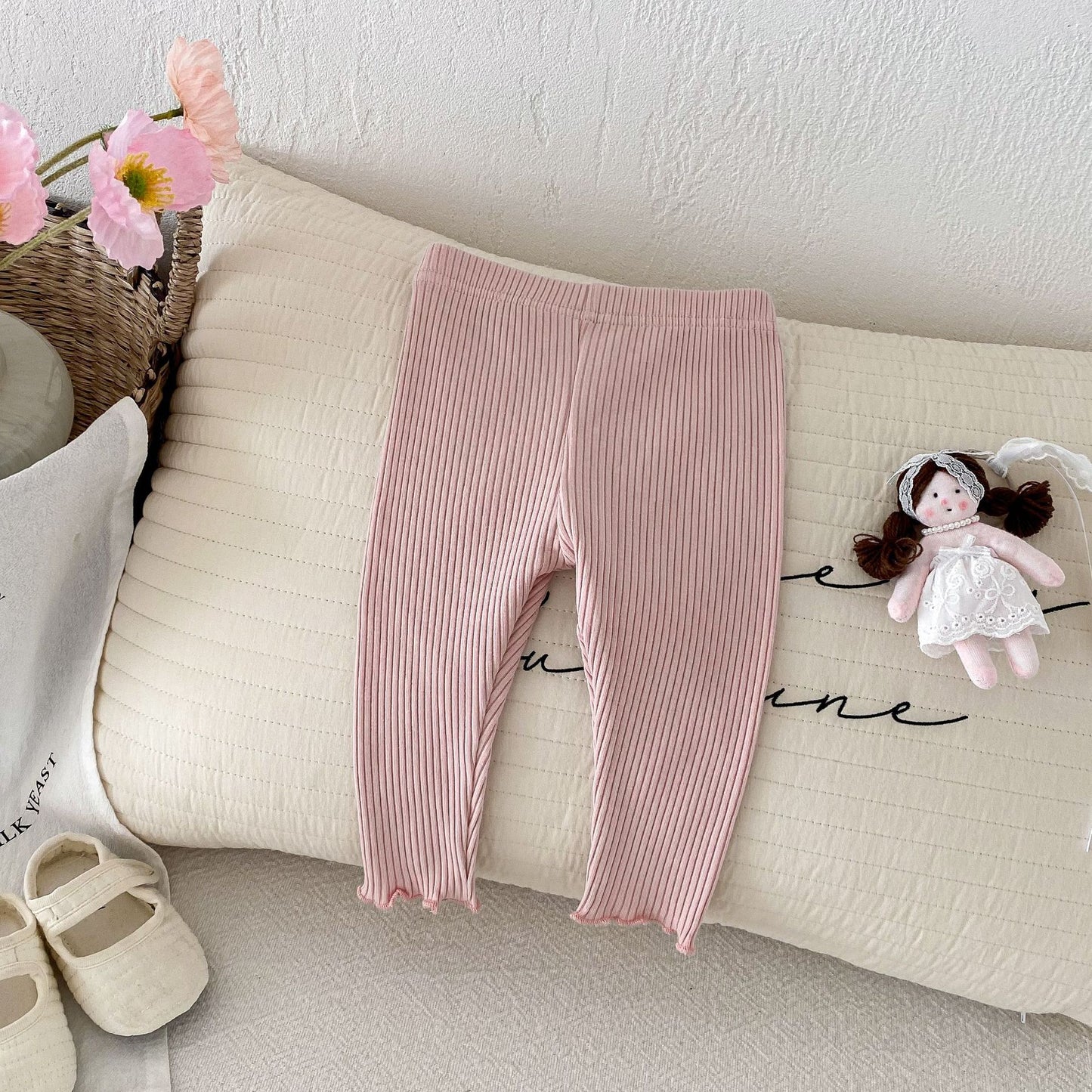 Autumn Arrival Elastic Baby Kids Girls Solid Color Striped Pattern Pants, MyKids-USA®, Trousers, MyKids-USA - Size/Age - 66 (3-6M) - Color - Pink -  -  - TR2509132356-C