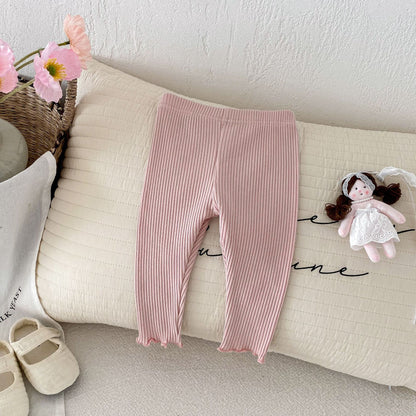 Autumn Arrival Elastic Baby Kids Girls Solid Color Striped Pattern Pants, MyKids-USA®, Trousers, MyKids-USA - Size/Age - 66 (3-6M) - Color - Pink -  -  - TR2509132356-C