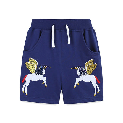 Summer Arrival Baby Kids Girls Cotton Casual Style Unicorn Cartoon Pattern Shorts, MyKids-USA®, Shorts, MyKids-USA - Size/Age - 90 (12-24M) - Color - Navy Blue (Dark Blue) -  -  - TR2506121652-A