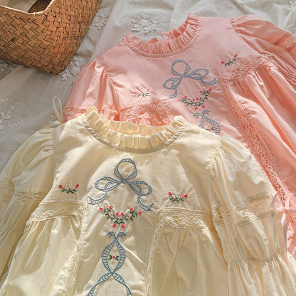 High Quality Embroidered Design Long Sleeve Dress