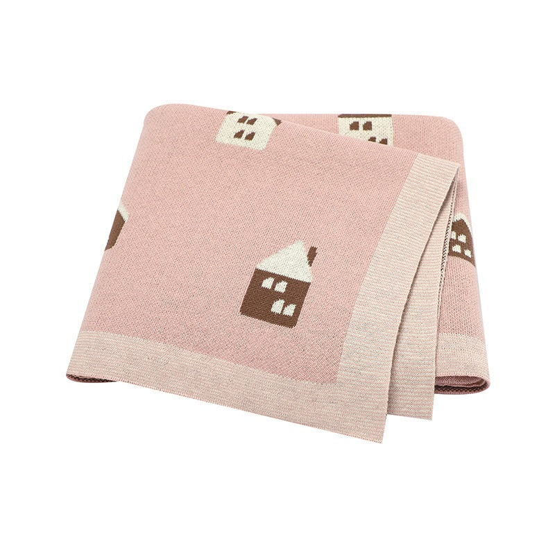 Hot Selling: Spring/Summer New Arrival Knitted Cute Little House Soft Baby Blanket, Perfect For Newborn Boys And Girls