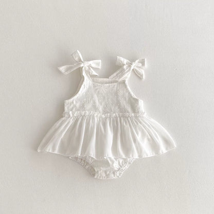 Summer Arrival Baby Girls Solid Color Dots and Flowers Embroidered Pattern Sleeveless Onesies, MyKids-USA®, Baby One-Pieces, MyKids-USA -  -  -  -  -  -  - 