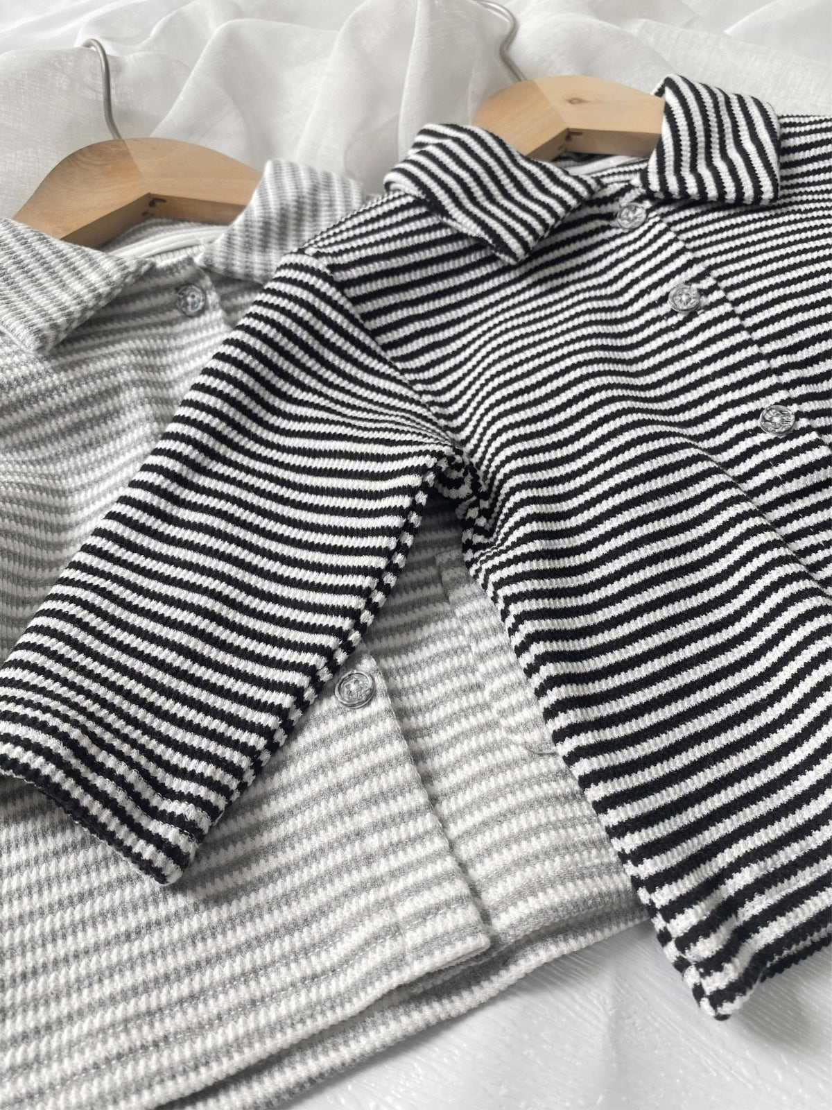 MyKids-USA® Spring and Autumn Baby Kids Long Sleeves Striped Pattern Turn-down Collar Shirt and Bloomers Clothing Set