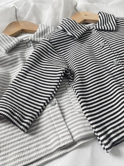MyKids-USA® Spring and Autumn Baby Kids Long Sleeves Striped Pattern Turn-down Collar Shirt and Bloomers Clothing Set