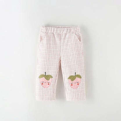 MyKids-USA® Arrival Autumn Plaid and Cartoon Pattern Pants for Girls