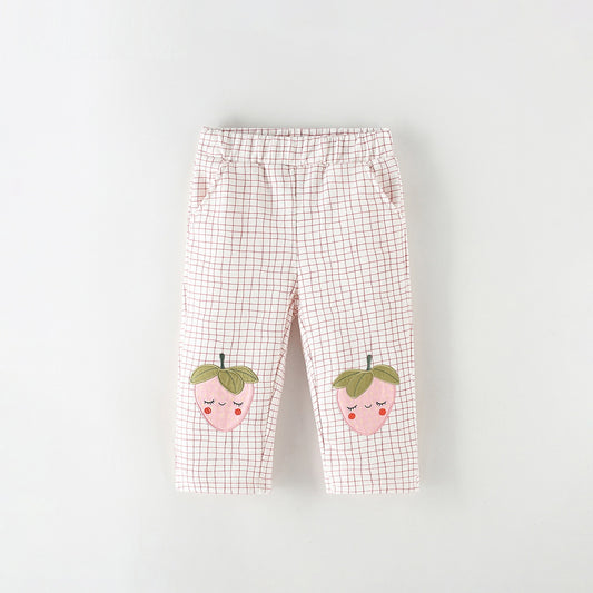 MyKids-USA® Arrival Autumn Plaid and Cartoon Pattern Pants for Girls