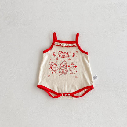 Summer and Spring Arrival Baby Unisex Long Sleeves Christmas Cartoon Bodysuit